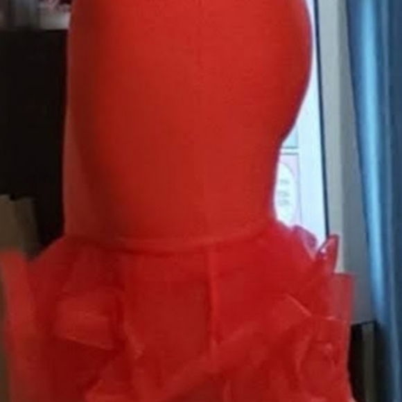 Strapless dress red / coral size M - Picture 5 of 5